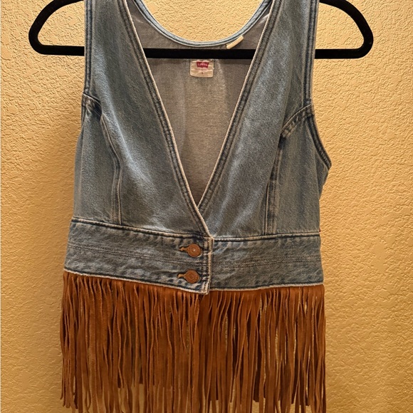Levi Strauss & Co Fringed Woman’s Denim Jean Vest Size S - Picture 1 of 11